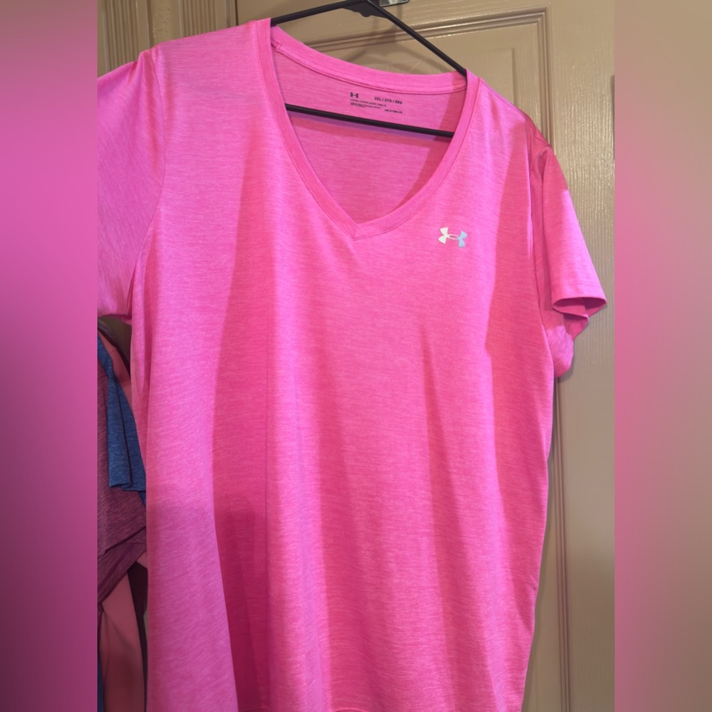 Under Armour Women's Bright Pink V-Neck Tee